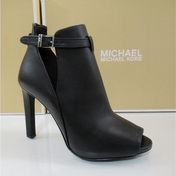 Michael Kors Lawson Open Toe High Heel Buckled Sandals Booties Black Size 7 - Picture 1 of 8